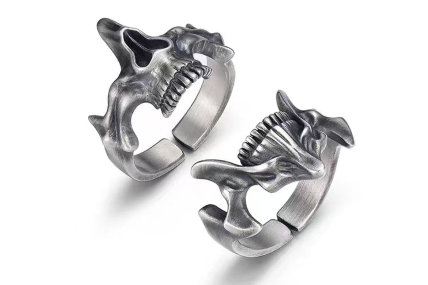 Cyberpunk Split Ring- 925 Sterling Silver Skull Ring