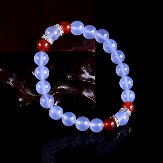 Gemlus-Gem Bracelet Hand Carved from Blue Chalcedony