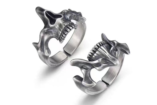 Cyberpunk Split Ring- 925 Sterling Silver Skull Ring