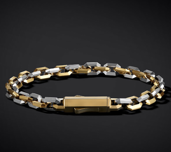 Two-Tone 925 Sterling Silver Bracelet