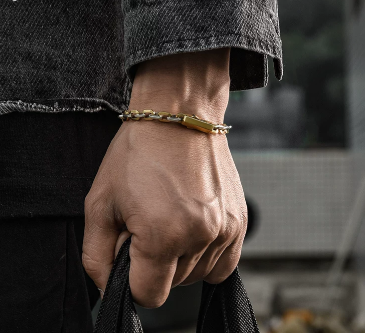 Two-Tone 925 Sterling Silver Bracelet